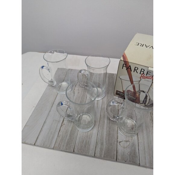 Farberware Set Of 4 Irish Coffee Hot Cold Clear Footed Mugs 5 1/4" - Picture 3 of 6
